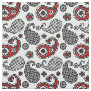 Paisley-Muster, Schwarz, Weiß und Rot Stoff