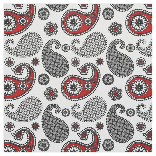 Paisley-Muster, Schwarz, Weiß und Rot Stoff (Muster)