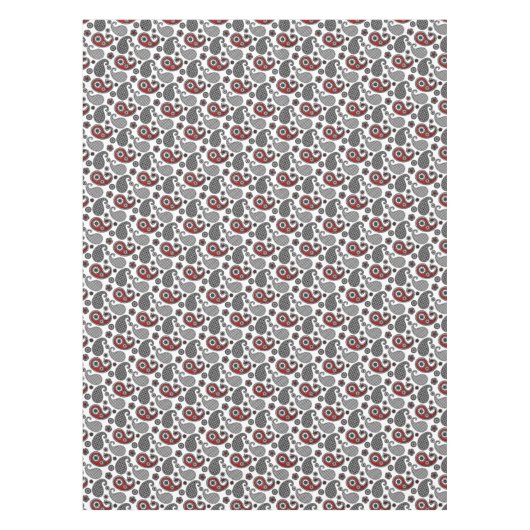 Paisley-Muster, Schwarz, Weiß und Rot Tischdecke (Vorderseite)