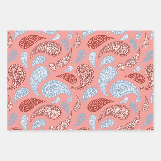 Paisley-Muster Set von 3 Geschenkpapier (Vorderseite 2)