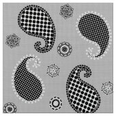 Paisley-Muster, silbergrau, schwarz und weiß Stoff (Nahaufnahme)