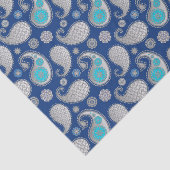 Paisley Muster, Silver Gray / Grau auf Cobalt Blue Seidenpapier (Ausschnitt)