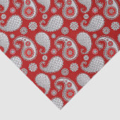 Paisley-Muster, Silver Gray / Grau auf Deep Red Seidenpapier (Ausschnitt)