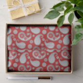 Paisley-Muster, Silver Gray / Grau auf Deep Red Seidenpapier (Geschenk)