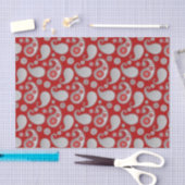 Paisley-Muster, Silver Gray / Grau auf Deep Red Seidenpapier (Handwerk)