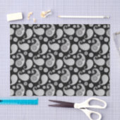 Paisley-Muster, Silver Gray / Grau auf Schwarz Seidenpapier (Handwerk)