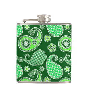 Paisley-Muster, Smaragd- und Jadegrün Flachmann