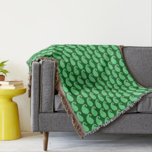 Paisley-Muster, smaragdgrün und weiß Decke