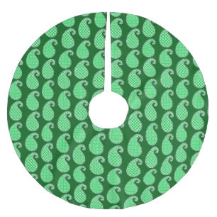 Paisley-Muster, smaragdgrün und weiß Polyester Weihnachtsbaumdecke