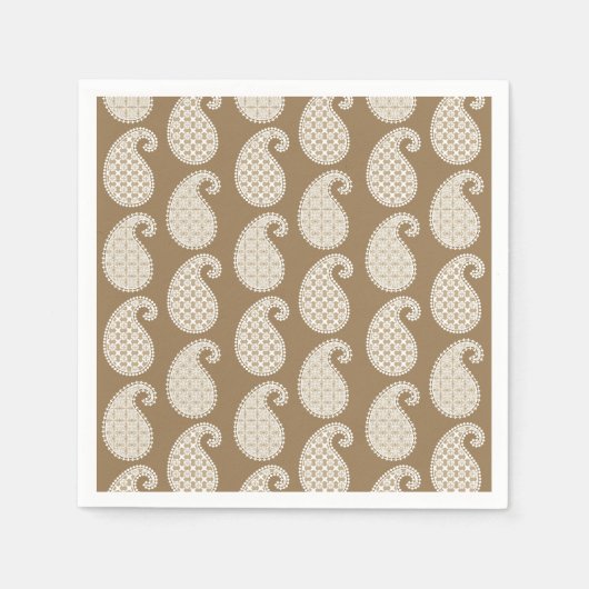 Paisley-Muster, Taupe und Weiß Serviette (Vorderseite)