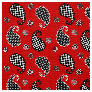 Paisley-Muster, tiefrot, Schwarzweiss Stoff