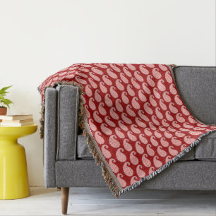 Paisley-Muster, tiefrot und weiß Decke