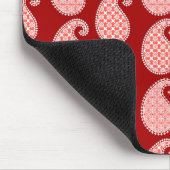 Paisley-Muster, tiefrot und weiß Mousepad (Ecke)