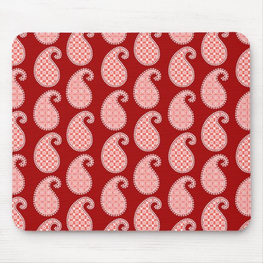 Paisley-Muster, tiefrot und weiß Mousepad (Vorne)