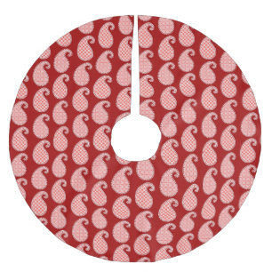 Paisley-Muster, tiefrot und weiß Polyester Weihnachtsbaumdecke