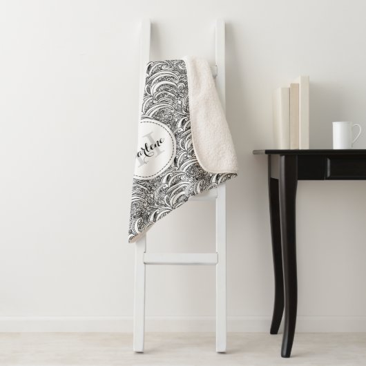 Paisley-Muster Tinte Mono-Namen Sherpa Decke Sherpadecke (Beispiel)