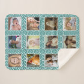 Paisley Muster Türkis 12 Custom Foto Collage Sherpadecke (Vorderseite (Horizontal))