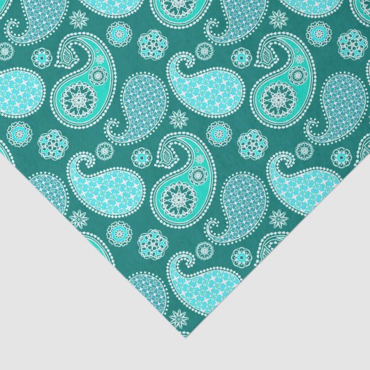 Paisley-Muster, Türkis, Aqua und Weiß Seidenpapier (Ausschnitt)
