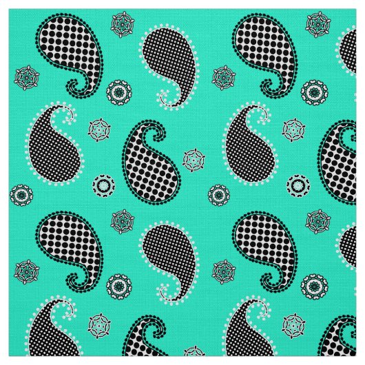 Paisley-Muster, türkis, schwarz und weiß Stoff (Muster)