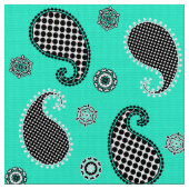Paisley-Muster, türkis, schwarz und weiß Stoff (Nahaufnahme)