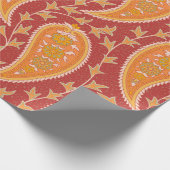 Paisley-Muster. Türkische Gurke. Maronorange Geschenkpapier (Ecke)