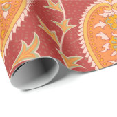 Paisley-Muster. Türkische Gurke. Maronorange Geschenkpapier (Rolleneckpunkt)