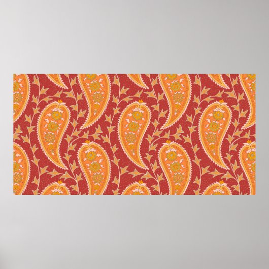 Paisley-Muster. Türkische Gurke. Maronorange Poster (Vorne)