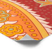 Paisley-Muster. Türkische Gurke. Maronorange Poster (Ecke)