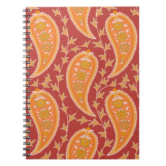 Paisley-Muster. Türkische Gurke. Maroon-orange Notizblock (Vorderseite)