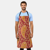 Paisley-Muster. Türkische Gurke. Maroon-orange Schürze (Getragen)