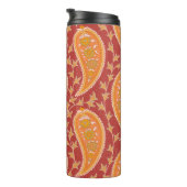 Paisley-Muster. Türkische Gurke. Maroon-orange Thermosbecher (Nach rechts gedreht)