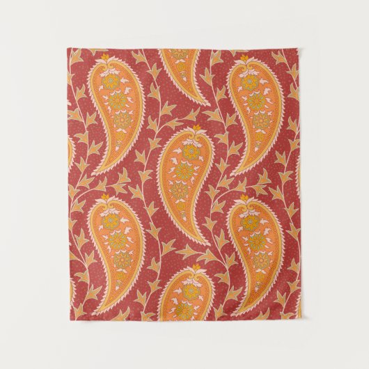 Paisley-Muster. Türkische Gurke. Maroon-orange Wandteppich (Vorderseite)