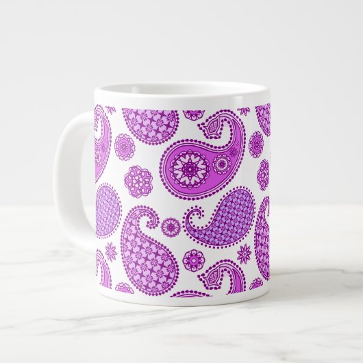 Paisley-Muster, violett, lila und weiß Jumbo-Tasse (Vorderseite Links)
