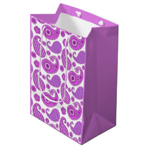 Paisley-Muster, violett, lila und weiß Mittlere Geschenktüte