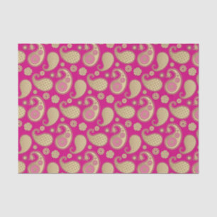 Paisley-Muster, weiches Gold auf Deep Fuchsia Pink Seidenpapier