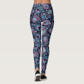 Paisley Musterblau lila Yoga Hose Leggings (Rückseite)