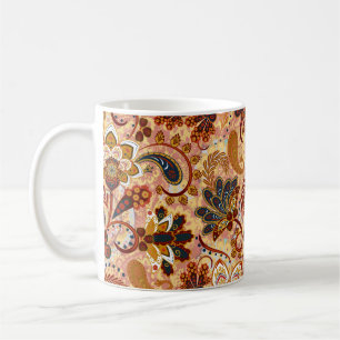 Paisley nahtlos mit Blume im indianischen Stamm Kaffeetasse