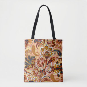 Paisley nahtlos mit Blume im indianischen Stamm Tasche
