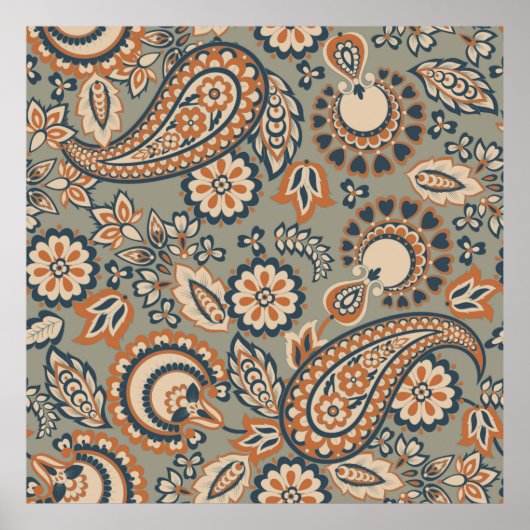 Paisley nahtlos Vintages Muster. Vintager Hintergr Poster (Vorne)