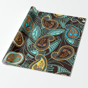 Paisley nahtlose Muster, Jeans Textur-Effekt  Geschenkpapier