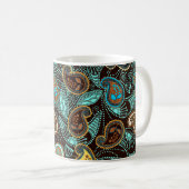 Paisley nahtlose Muster, Jeans Textur-Effekt Kaffeetasse (VorderseiteRechts)