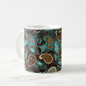 Paisley nahtlose Muster, Jeans Textur-Effekt Kaffeetasse (Vorderseite Links)
