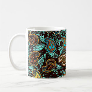 Paisley nahtlose Muster, Jeans Textur-Effekt Kaffeetasse