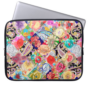 Paisley. Nahtlose Textil-Blumenmuster mit Kalorien Laptopschutzhülle