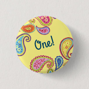 Paisley Niedlich Colorful 1. Geburtstag Party Button