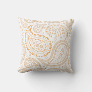 Paisley Orange auf weißem Wurfkissen Kissen