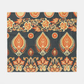 Paisley Oriental Ethnic Stoff Fleecedecke (Vorderseite (Horizontal))