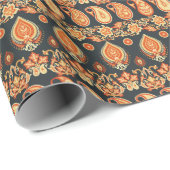 Paisley Oriental Ethnic Stoff Geschenkpapier (Rolleneckpunkt)