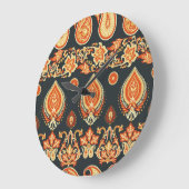 Paisley Oriental Ethnic Stoff Große Wanduhr (Winkel)