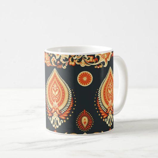 Paisley Oriental Ethnic Stoff Kaffeetasse (VorderseiteRechts)